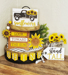 3D Tiered Tray Decor - Sunflower with truck