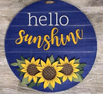 3D Door hanger Hello Sunshine with Sunflowers