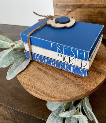 Tiered Tray Mini Book Stack - Blueberry