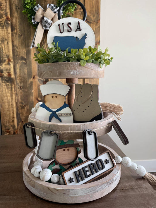 3D Tiered Tray Decor - Military