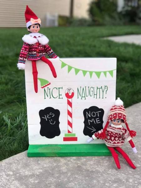 Nice or Naughty with Chalkboard and note area (Elf on shelf)