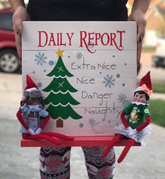 Daily report with Chalkboard tree and shelf (Elf on shelf)