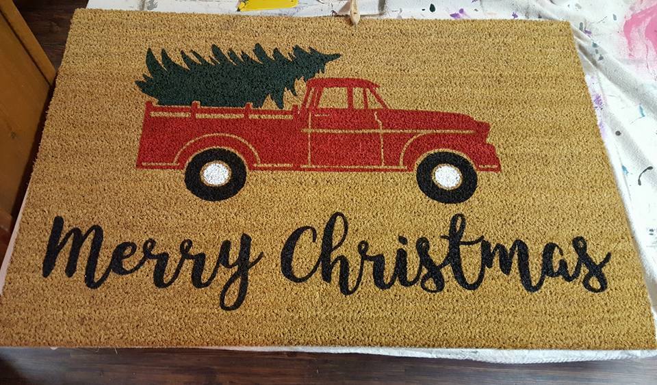 Merry Christmas with truck and tree