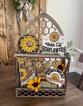 3D Tiered Tray Decor - Sunflower