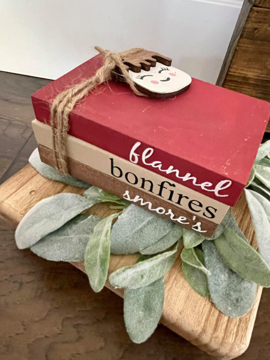 Tiered Tray Mini Book Stack - Flannels bonfires and Smores