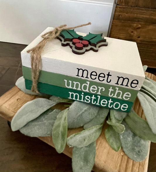 Tiered Tray Mini Book Stack - Meet me under the Mistletoe