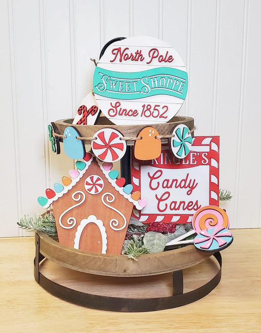 3D Tiered Tray Decor -Christmas Candy