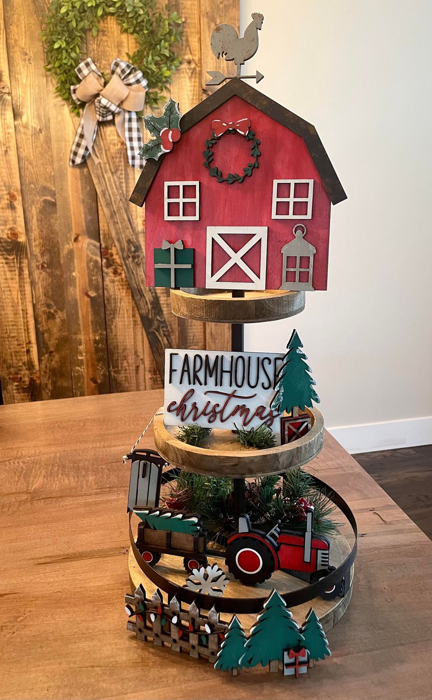 3D Tiered Tray Decor - Farmhouse Christmas