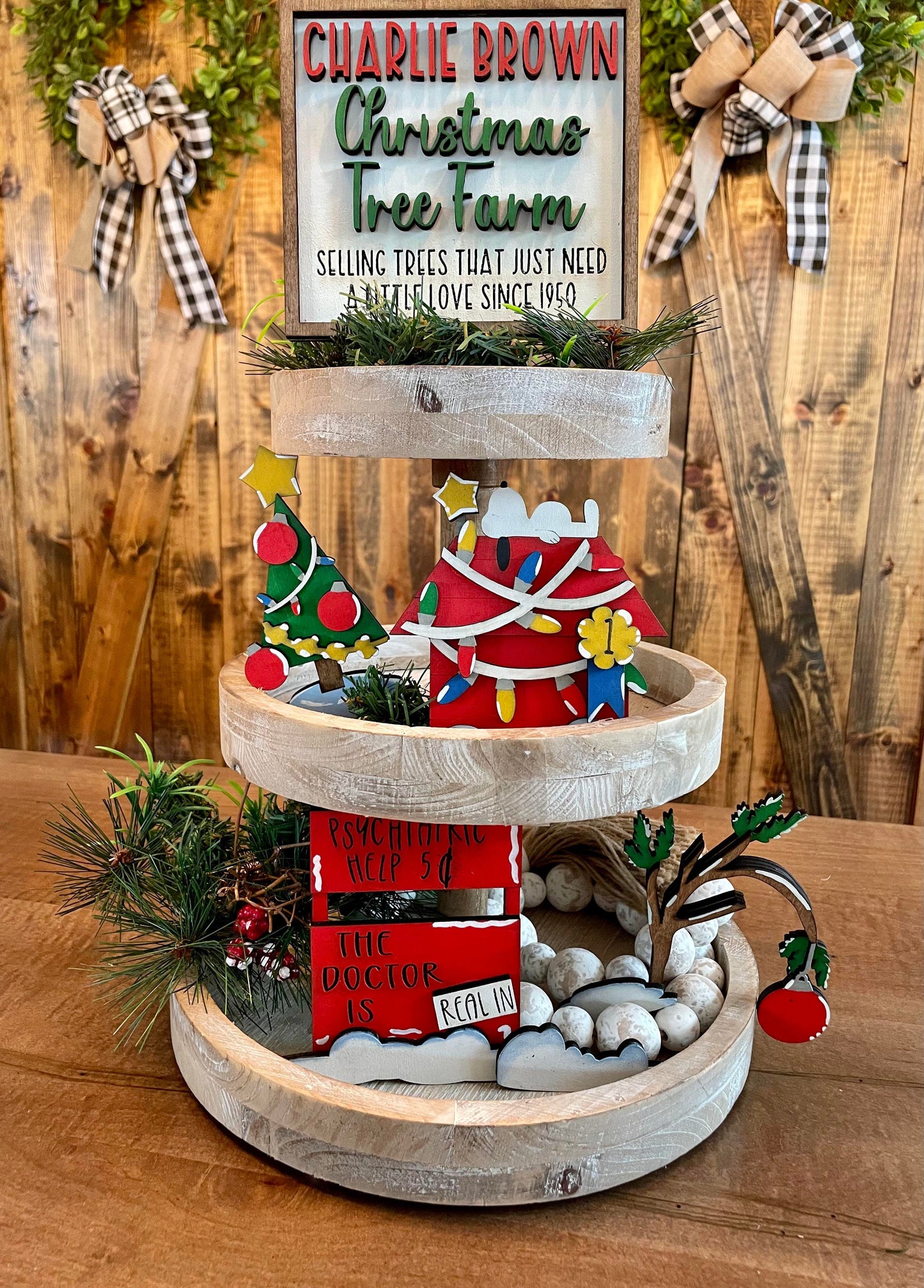 3D Tiered Tray Decor - Charlie Brown Christmas