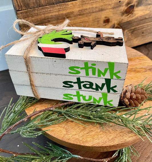 Tiered Tray Mini Book Stack - Stink Stank Stunk Grinch