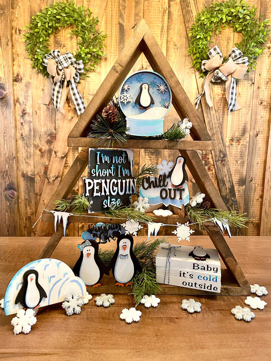 3D Tiered Tray Decor - Penguins