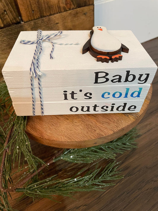 Tiered Tray Mini Book Stack - Baby its cold outside Penguin