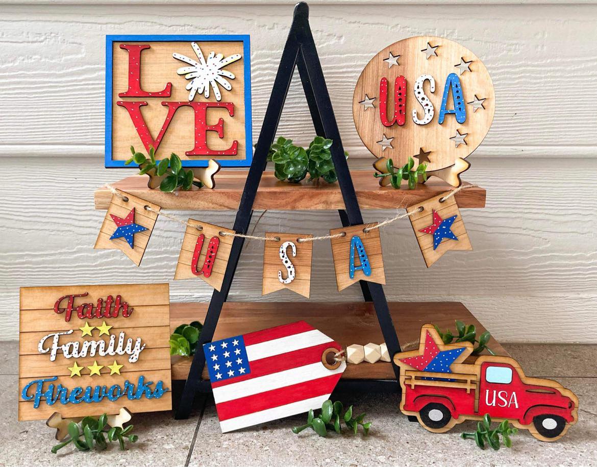 3D Tiered Tray Decor - Fourth of July - USA