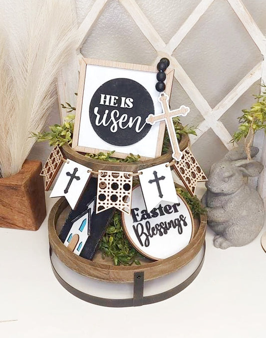 3D Tiered Tray Decor - He is Risen