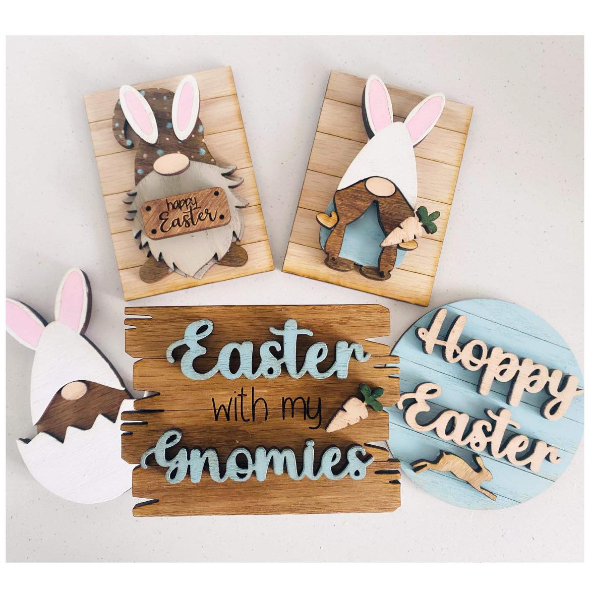 3D Tiered Tray Decor - Easter Bunny Gnomes