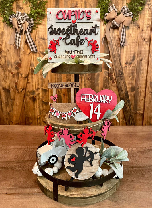 3D Tiered Tray Decor - Valentines Day - Cupid
