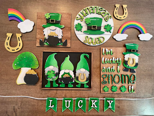 3D Tiered Tray Decor - St Patricks Day - Im lucky and I gnome it