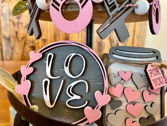 3D Tiered Tray Decor - Valentines Day - Love Birds