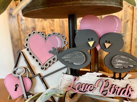 3D Tiered Tray Decor - Valentines Day - Love Birds