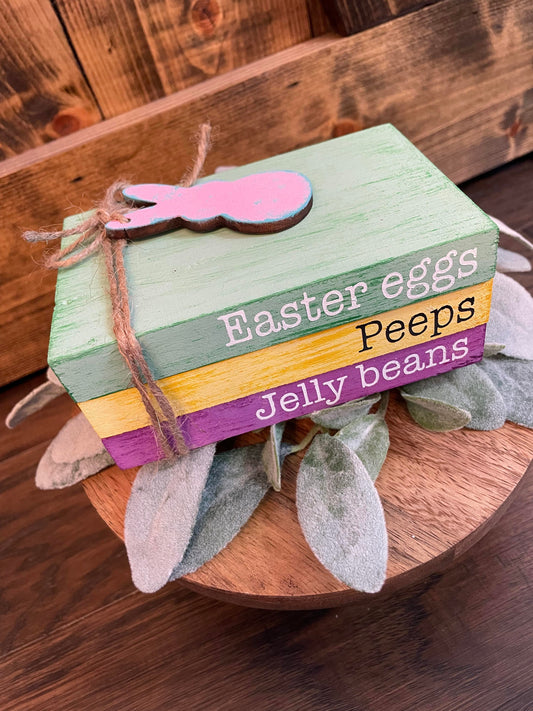 Tiered Tray Mini Book Stack - Easter Eggs Peeps Jelly Beans
