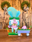 3D Standing Easter Gnome with wagon