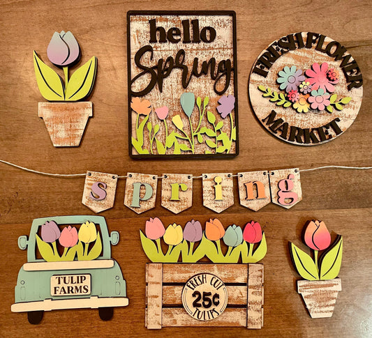 3D Tiered Tray Decor - Spring
