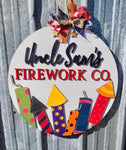 3D Door hanger Uncle Sam's Firework Co with Fireworks