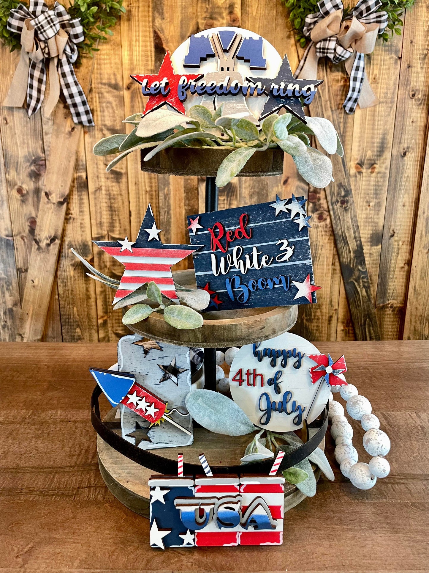 3D Tiered Tray Decor - Let Freedom Ring