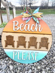 3D Door hanger - Beach Please with beach chairs