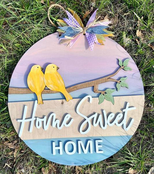 3D Door hanger - Home sweet home with Birds