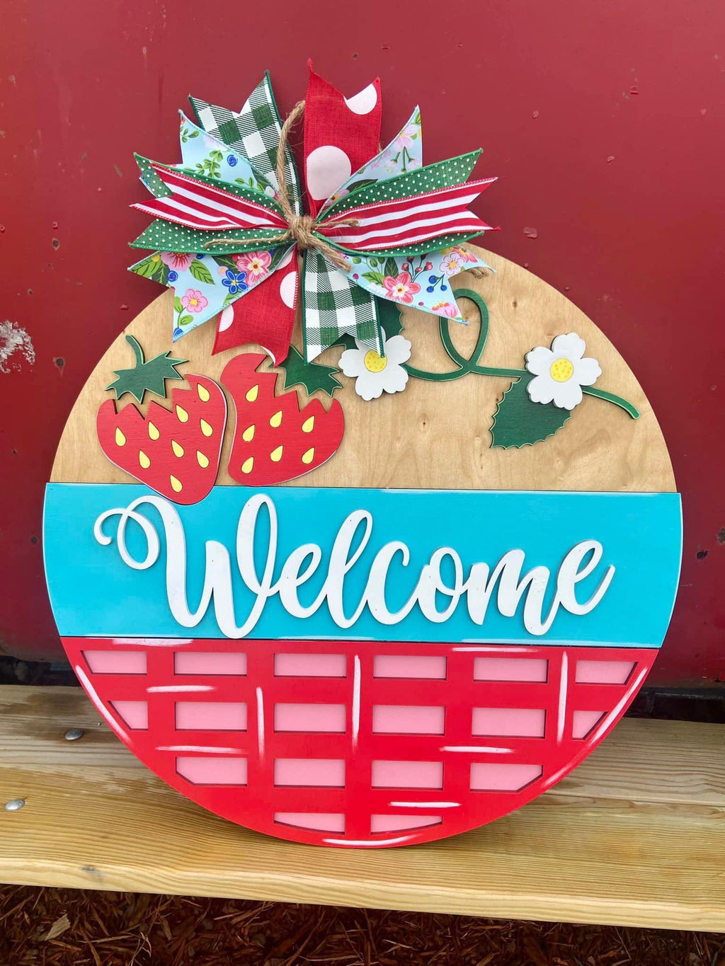 3D Door hanger - Welcome with Strawberries