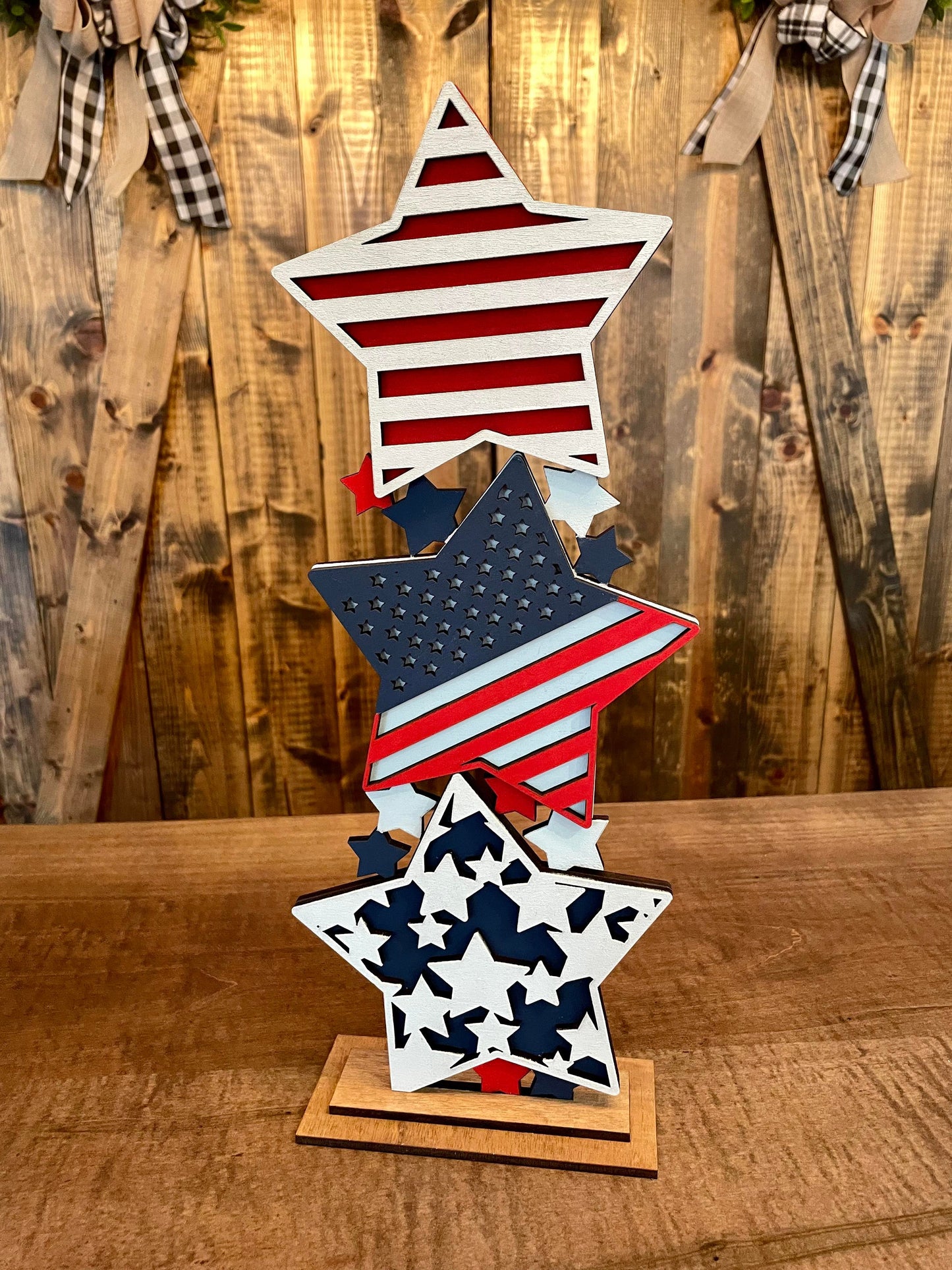 3D Stacked Patriotic Stars