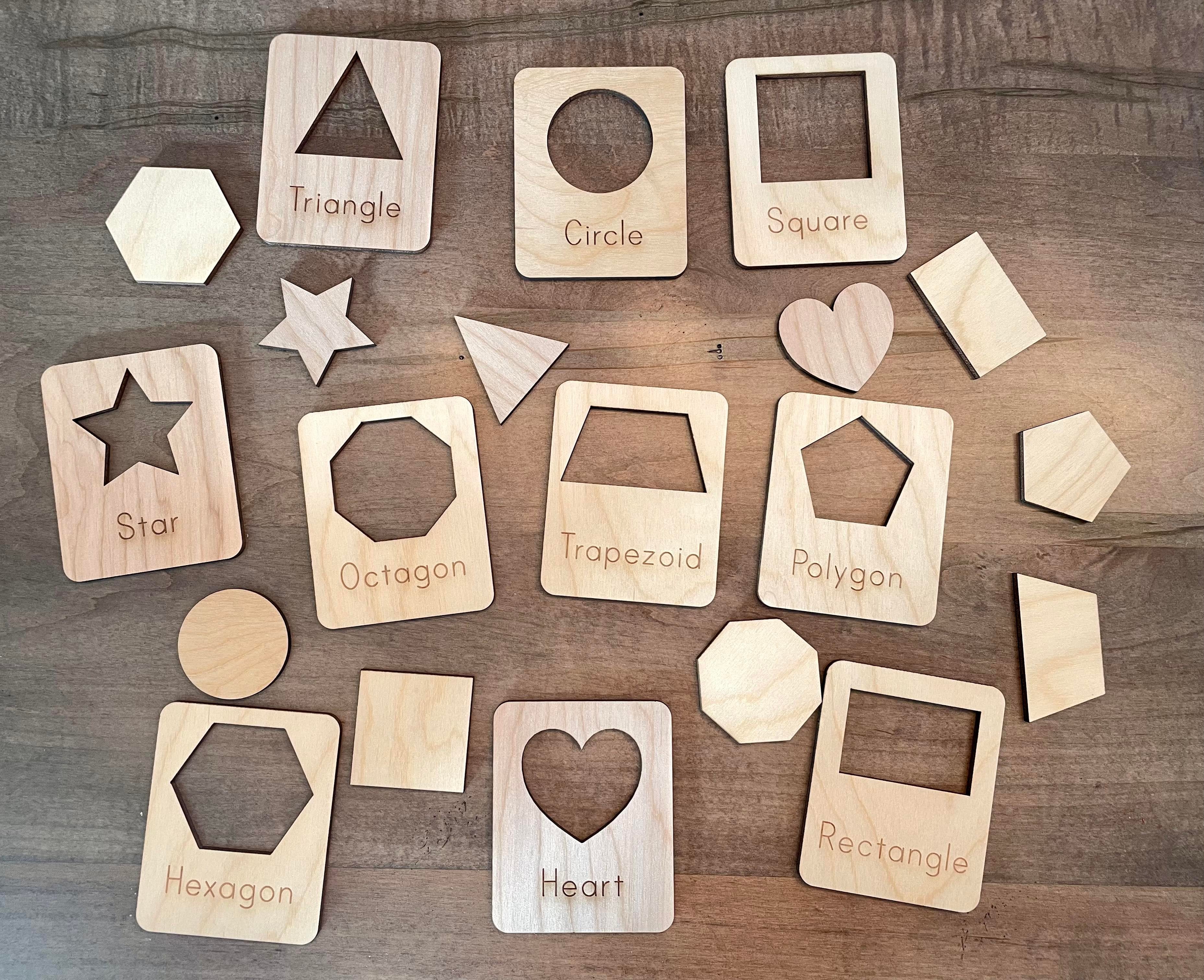3D Trace and match wood shaped flash cards
