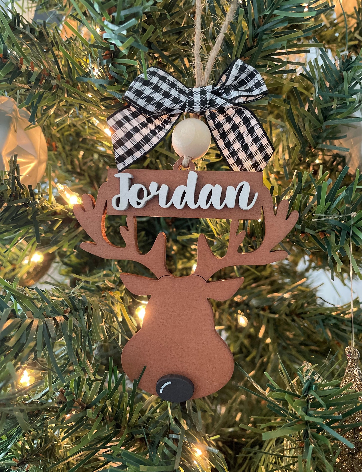 Ornament- Reindeer with Reindeer name or Name