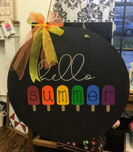 Door hanger - Hello Summer with popsicles