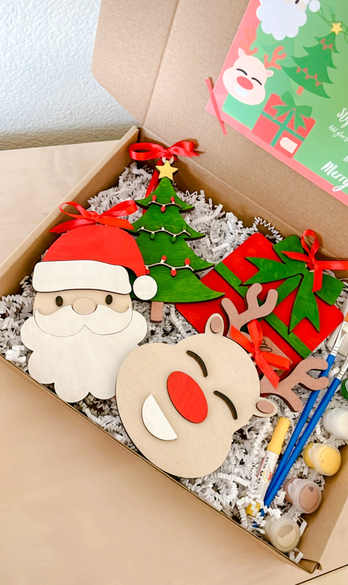 Ornament- Kids Ornaments - Set of 4 (Santa, Tree, Reindeer, Present)