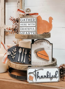 Tiered Tray Decor - Thanksgiving Thankful