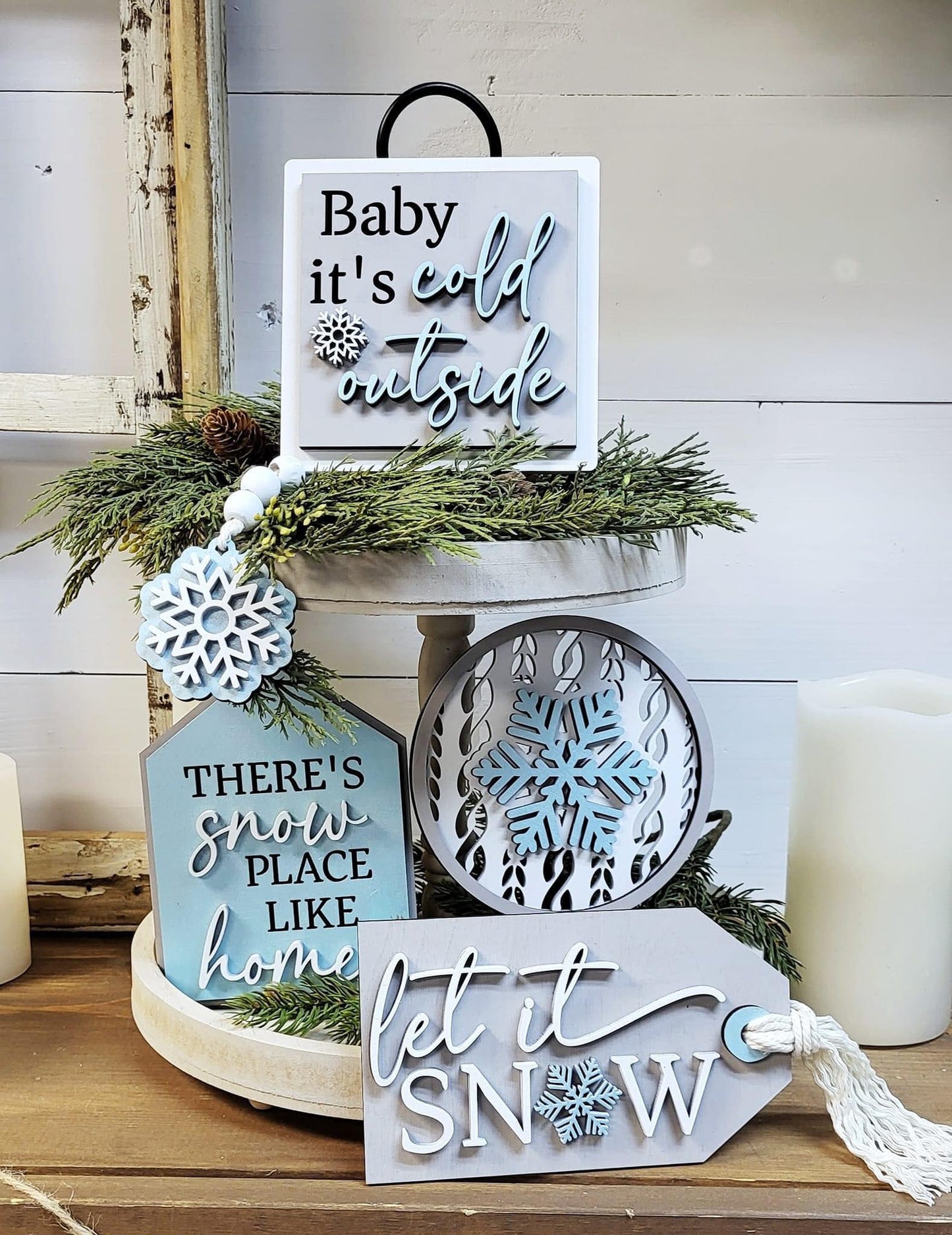 3D Tiered Tray Decor - Baby it's cold outside