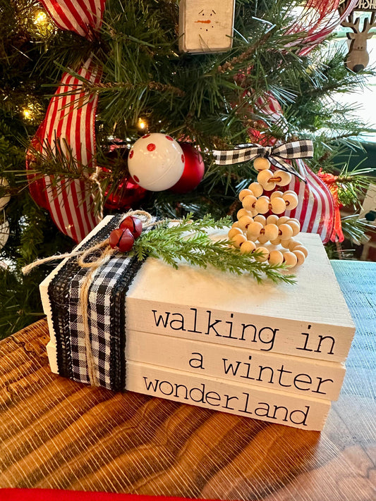 Tiered Tray Mini Book Stack - Walking in a winter wonderland