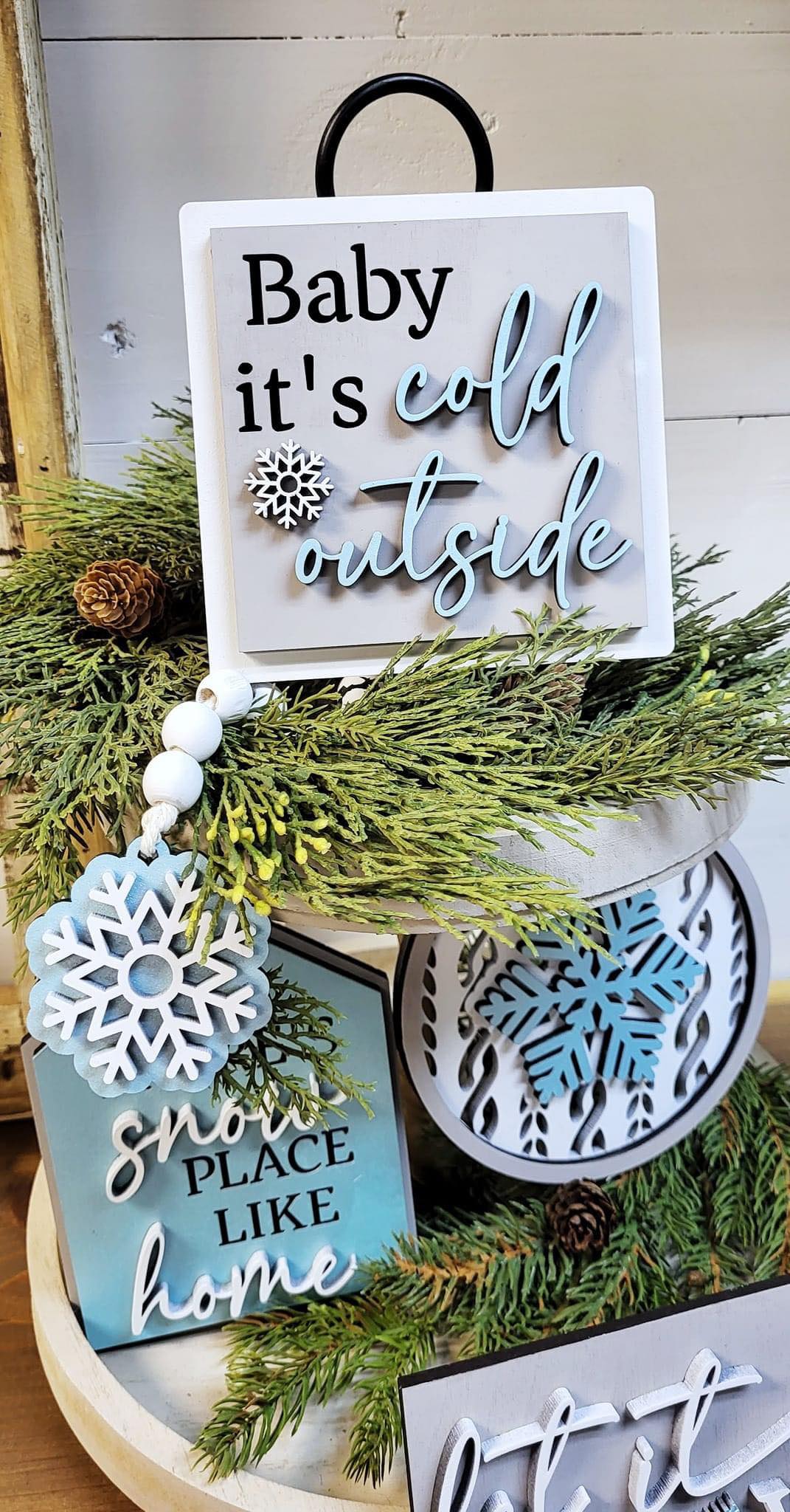 3D Tiered Tray Decor - Baby it's cold outside