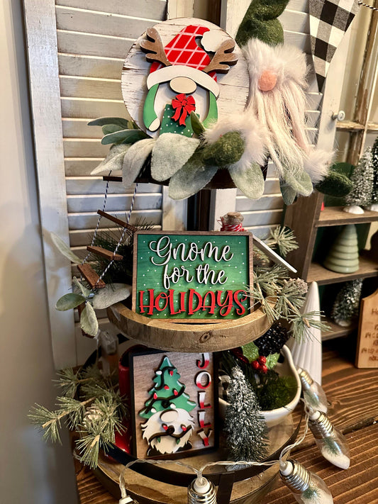 3D Tiered Tray Decor - Gnome for the Holidays