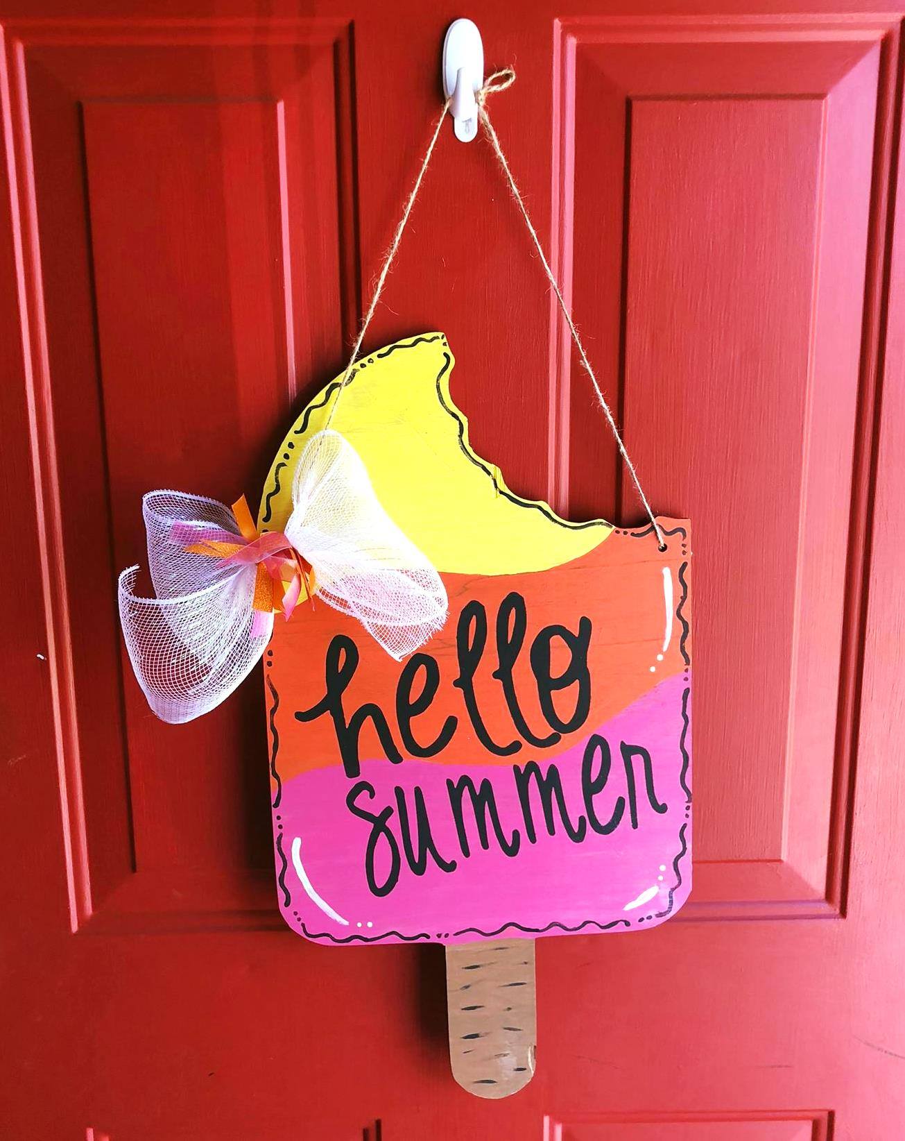 Door hanger Popsicle Hello Summer Reversible