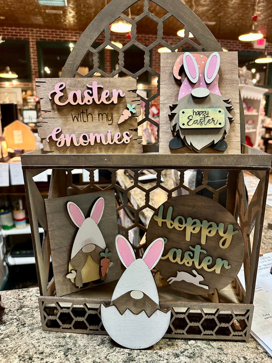 3D Tiered Tray Decor - Happy Easter Gnomes