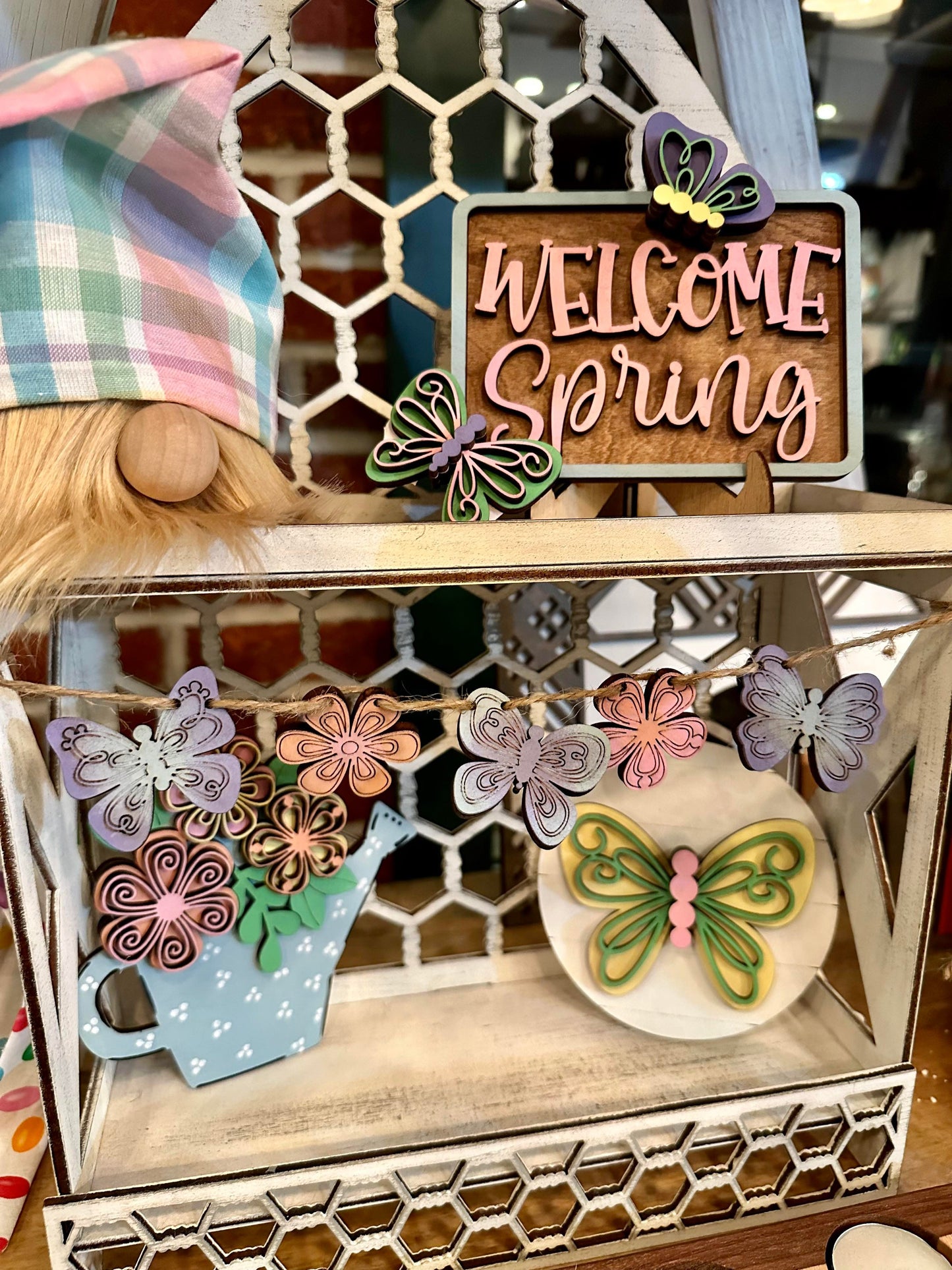 3D Tiered Tray Decor - Spring with butterflies and flowers