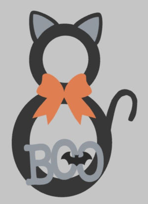 Door hanger Cat with Boo and Bat