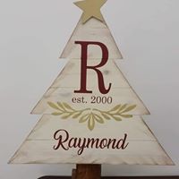 Christmas Tree - Last name with initial and Est date