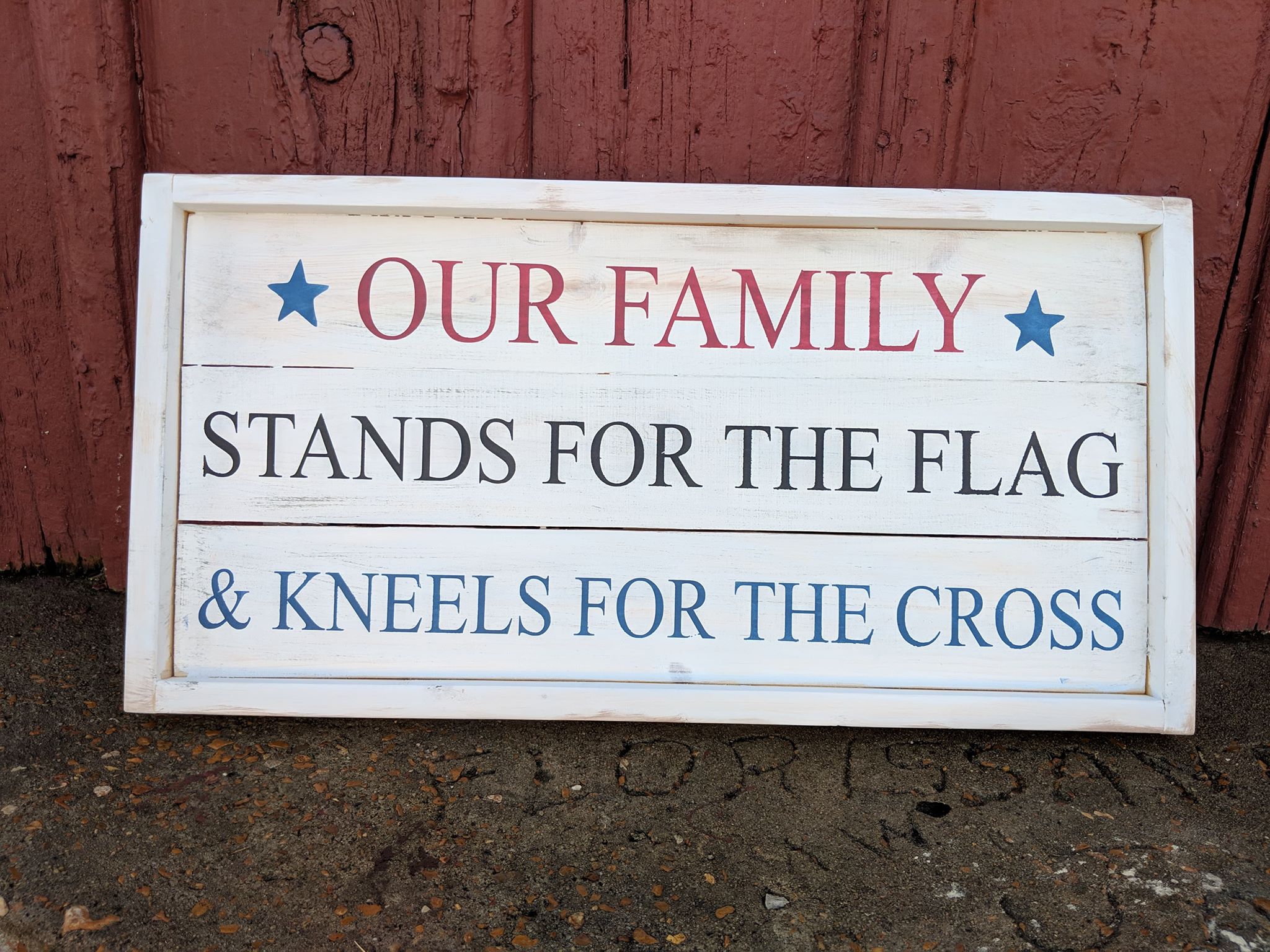 Our family stands for the flag and kneels for the cross