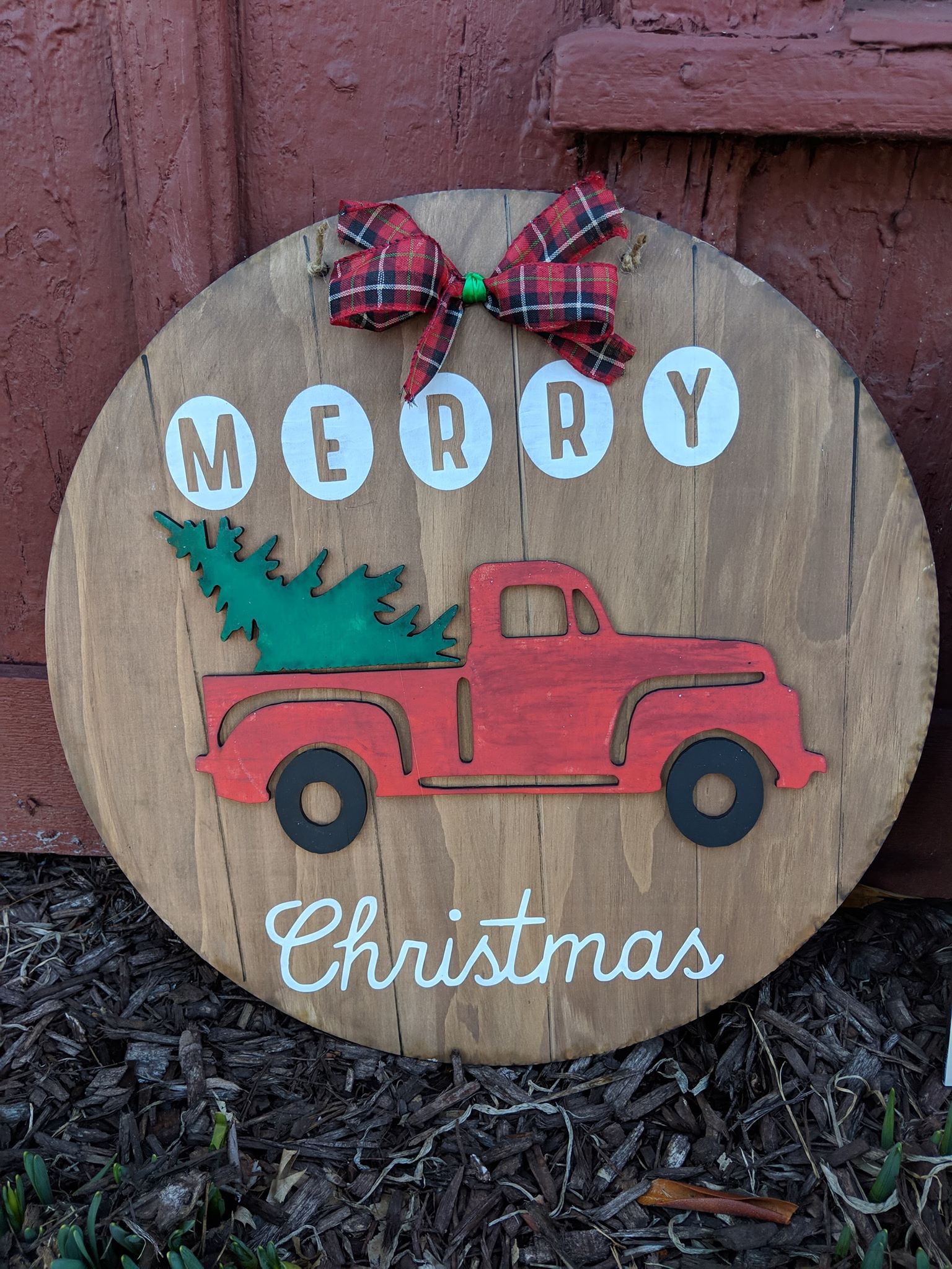 Door hanger Reversible truck - Fall and Christmas