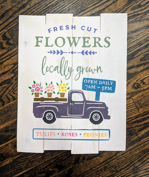 Fresh cut flowers with truck
