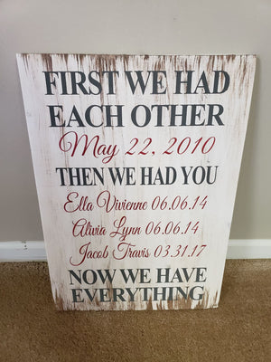 First we had each other-Date and children's names and birth dates